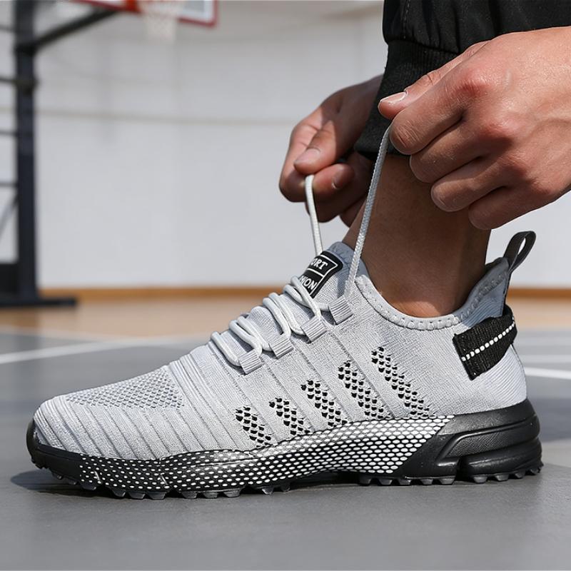 Men's Knit Weave Sports Shoes Breathable Mesh Sneakers Fashion Casual Running Shoes Lightweight Non-Slip Outdoor Walking Shoes