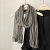 Versatile Pleated Solid Color Spring And Autumn Japanese Cotton And Linen Silk Scarf Silk Scarf Women'S Literary Autumn And Winter Shawl Korean