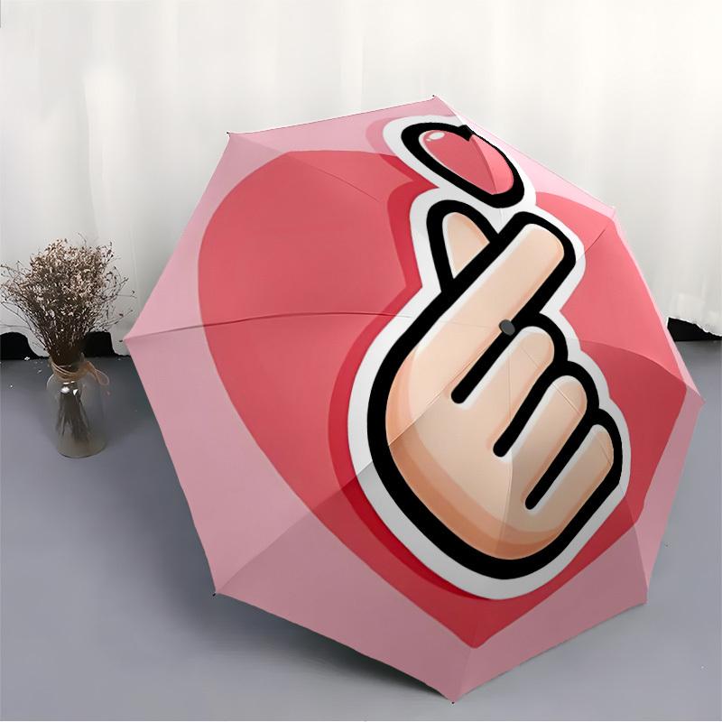1pc Heart Gesture Folding Umbrella, Durable, Suitable for Outdoor Activities or Rain, Suitable for Commuting Yy251027107