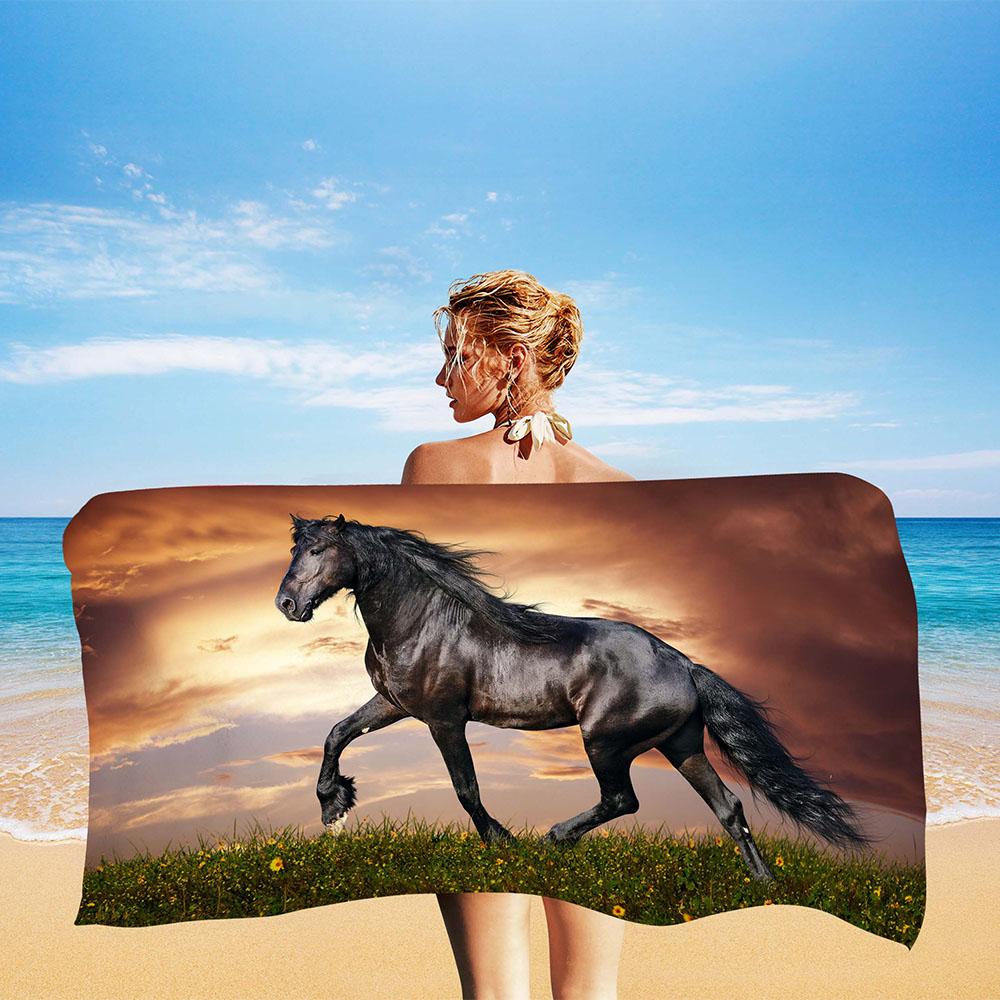 Asciugamano da Spiaggia Cavallo al Galoppo Animale Fresco Estate Microfibra Asciugatura Rapida Asciugamani da Bagno Bambini Adolescenti Viaggio Campeggio Tappetino Sportivo Regali Spa
