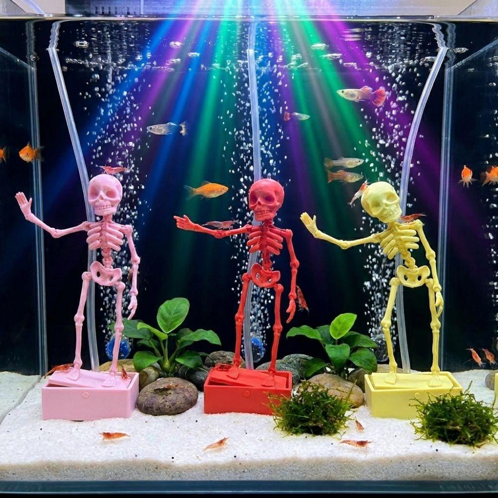 with Suction Base Dancing Skeleton Aquarium Bubbler Wiggling Skeleton Ornament Aquatic Landscaping