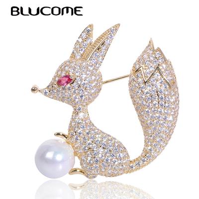 Drăguț animal vulpe broșă imitație broșe ace bijuterii de cupru pentru femei haine cămașă palton eșarfă accesorii