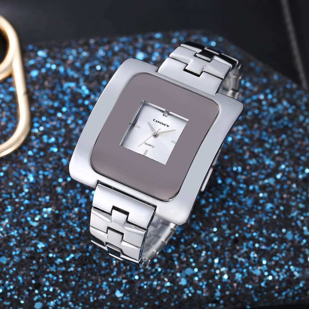 

CANSNOW Високоякісний Розкішний Модний Жіночий Елегантний Кварцовий Годинник з Великим Циферблатом Квадратне Дзеркало срібний