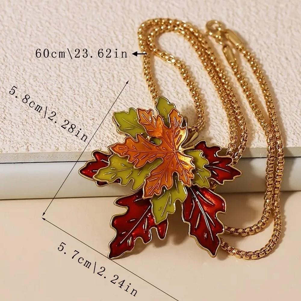 Oil Drop Sweater Chain Metal Chain Long Chain Retro Leaf Pendant Necklace  Sport