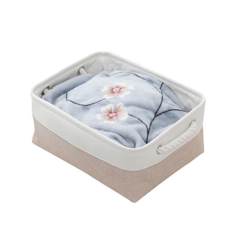 Japanese Style Storage Basket Set Linen Patchwork Home Organizer for Clutter