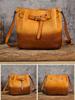 Johnature Retro Bucket Bag Handmade Genuine Leather Large Capacity Versatile Women's Shoulder Bag