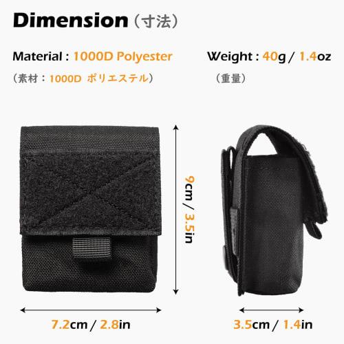 TRIWONDER Men's Tactical Pouch, Airsoft/Military Multi-Function Pouch, MOLLE Compatible, Belt Pouch, Multi-Case, Smoke Grenade Pouch (Black - 2-Pack)