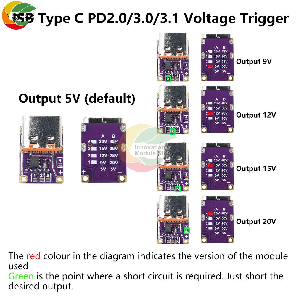 Fast Charging Module PD3.0 PD3.1 QC3.0 Trap DC 5V/9V/12V/15V/20V Type C Interface to DC Trigger for Efficient Power Delivery