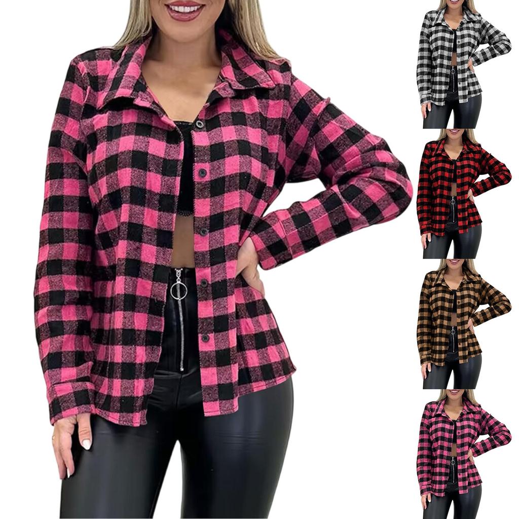 Women's Shirt Long Sleeve Buttons Up Jacke With Pocket