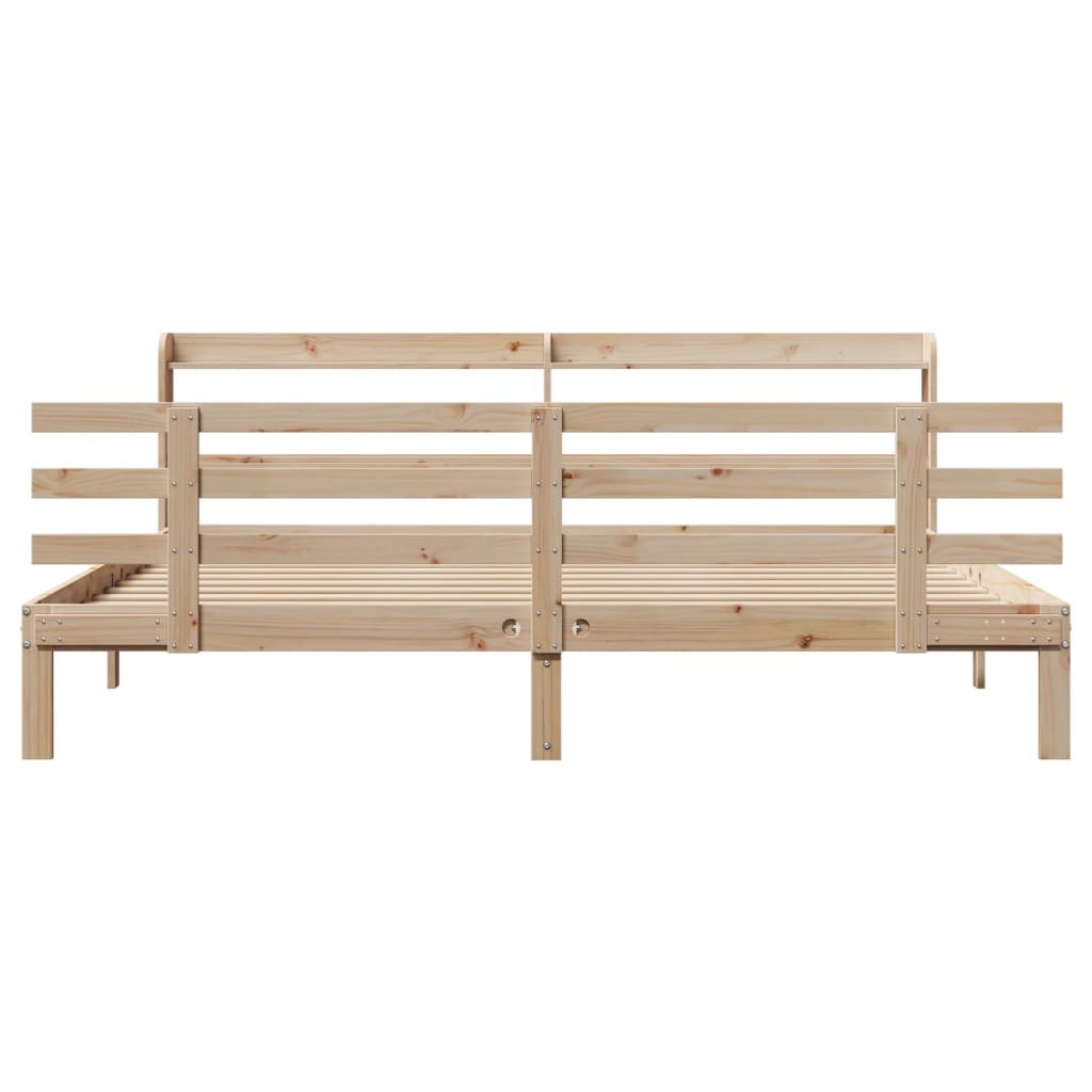 Wooden Bed Frame with Headboard Without Mattress 200x200 cm