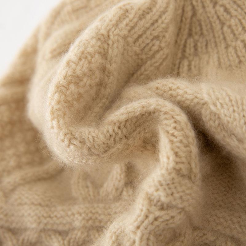 Women 100% Pure Cashmere Beanie Hat Cable Knit Pattern Winter Warm Soft Slouchy Skullies Cap Cold Weather Accessory