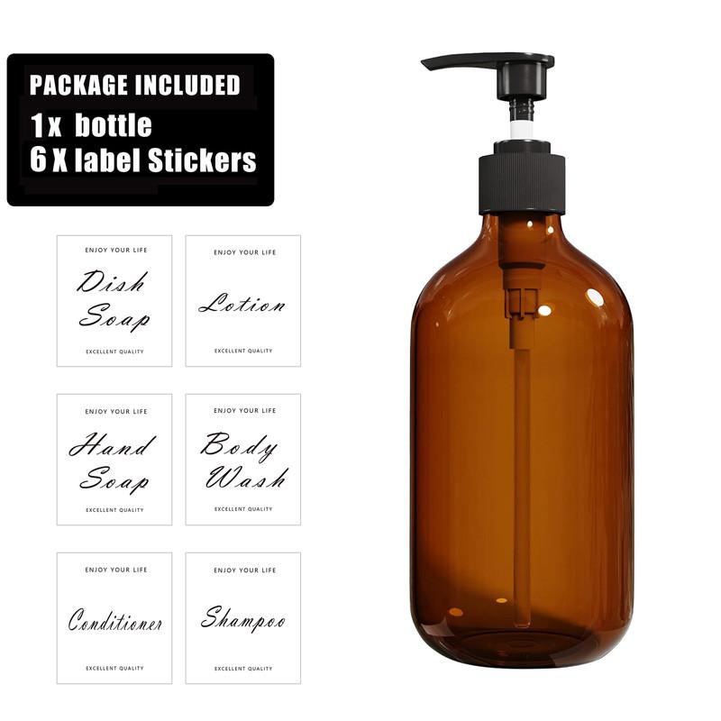 

Диспенсер для шампуня и кондиционера 500 мл, коричневые пластиковые бутылки для мыла с дозатором, контейнер для эфирного масла для мытья тела