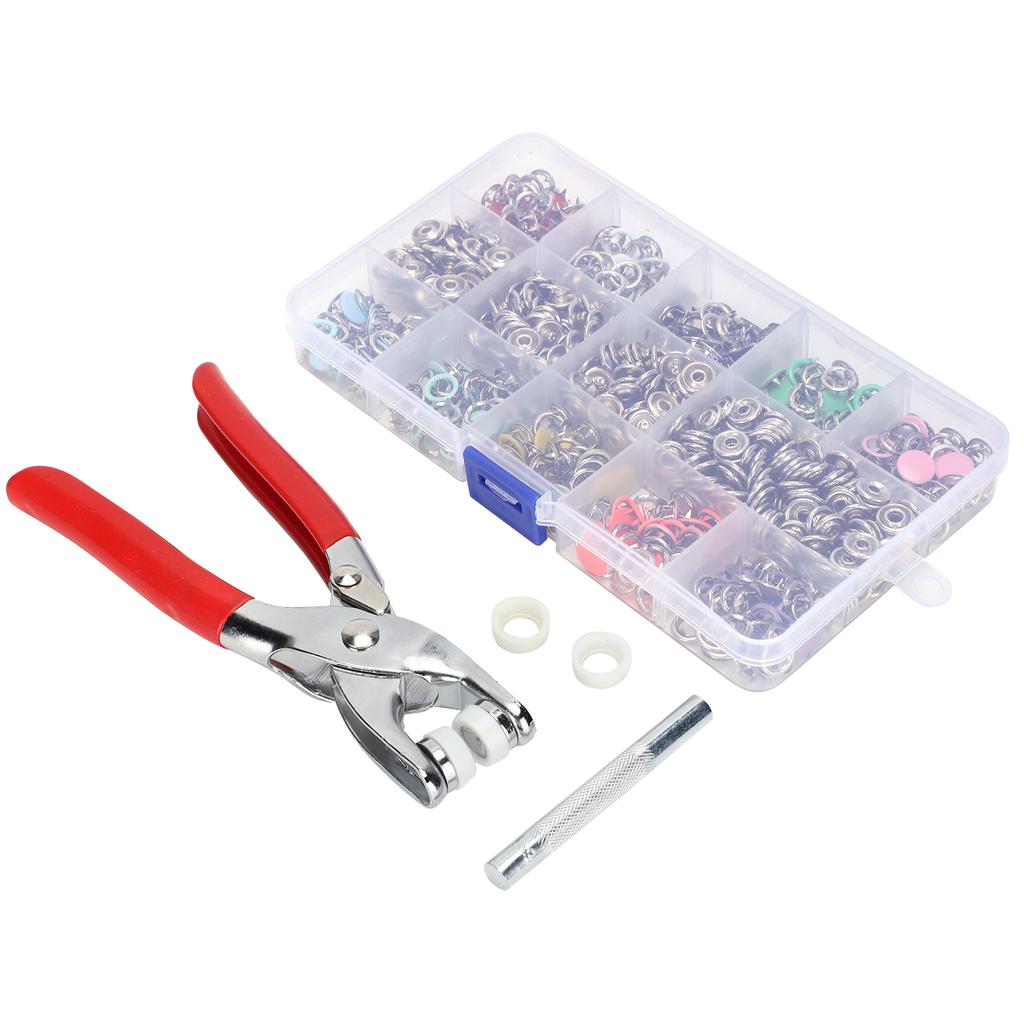 804Pcs Snap Fasteners Kit Sewing Button Punching Machine Hand Pressing Pliers Tools 9.5mm