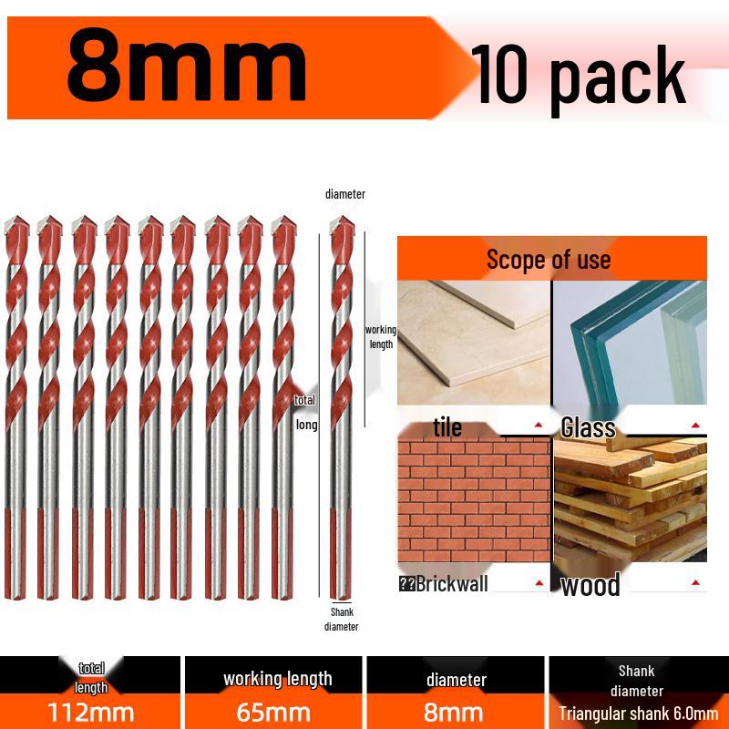 6mm Alloy Triangle Drill Bit for Concrete, Glass, and Cement