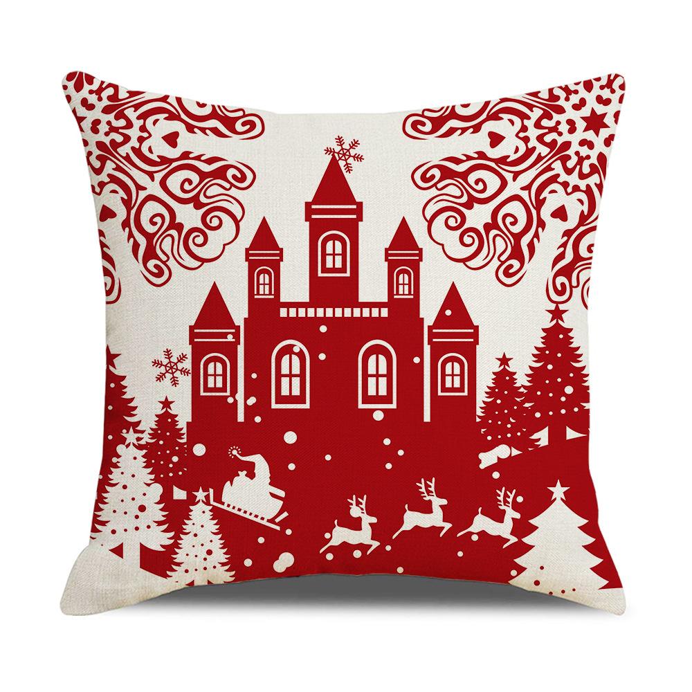 New Christmas Pillow Cover Red Simple Christmas Snowman Print Cushion Home Cushion