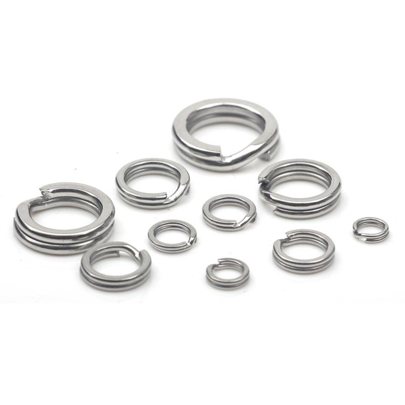 50Pcs Split Rings Assorted Fishing Split Rings Stainless Fishing Tackle Rings