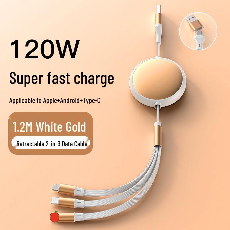 100W Retractable 3-in-1 Fast Charging Cable with Custom Logo