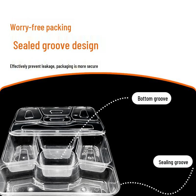 WEISHENG Disposable 5-Compartment Microwavable Meal Prep Containers