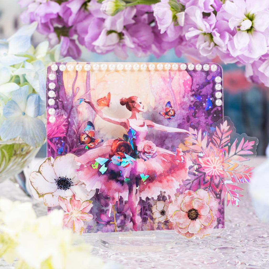 5 Pcs INS Bronzing Flowers Plant Background Stickers Decorative Diary Album Scrapbooking Material