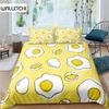 Luxo 3D Ovo Frito Impressão Home Living Confortável Capa de Edredom Fronha Jogo de Cama Infantil Queen e King Tamanho UE/EUA/AU/UK