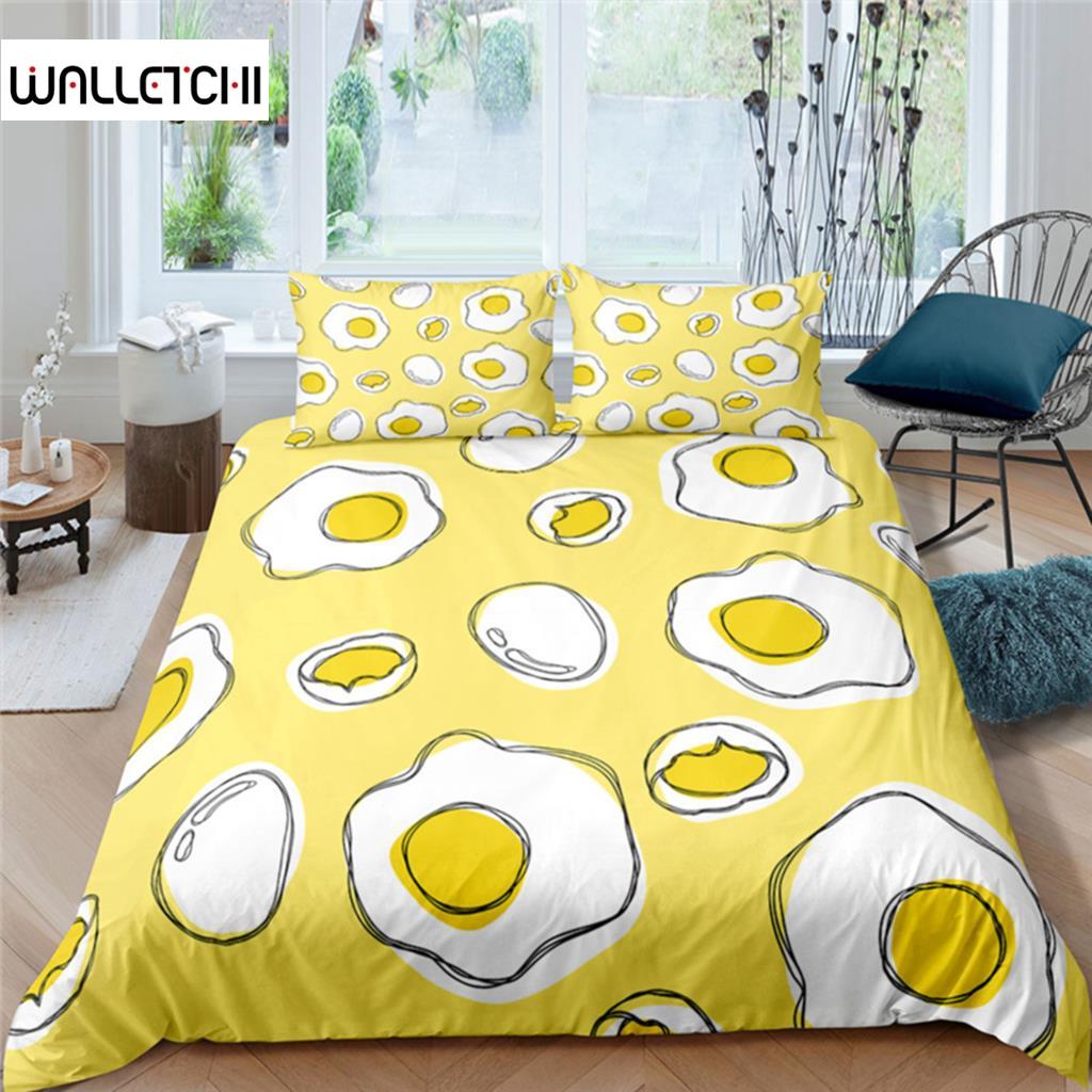 

Luxury 3D Fried Egg Print Home Living Comfortable Duvet Cover Pillowcase Kid Bedding Set Queen and King EU/US/AU/UK Size EU single(135x200cm)