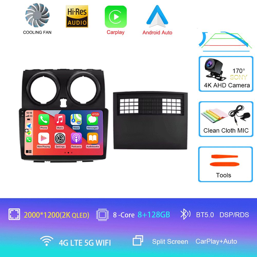 For Nissan Qashqai 2006-2013 Car Stereo Multimedia Player 2 Din Dvd Car Radio GPS Navigation 9'' Android 14 2DIN WIFI BT Player