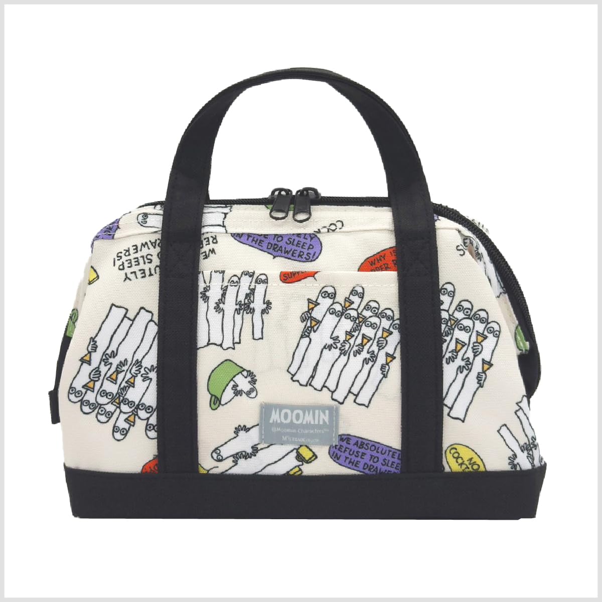 

M s Trade Moomin Lunch Bag, Moomin Wire Cooler Bag with Wire for Easy Access, Clasp Purse, Little My Hattifattener (White)