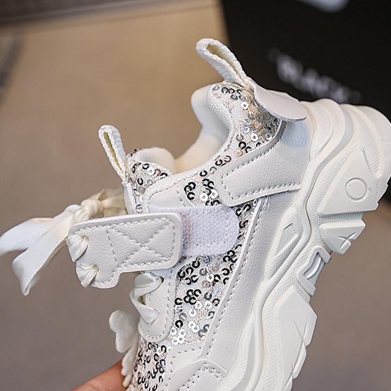 Girls' Sports Shoes Anti Slip Soft Sole Sequin Shinny Butterfly Cute Tennis Running Shoes Princess Shoes Baby Girls