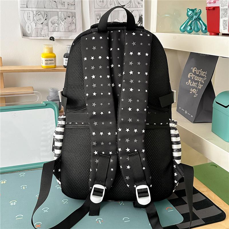Cute Bunny Ear School Backpack with Clear Front Pocket Top Handle Casual Daypack for Girls Daily Use