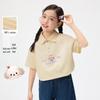 Xiaoyinman Mädchen Cartoon Hund Aufdruck Revers Kurzarm T-Shirt