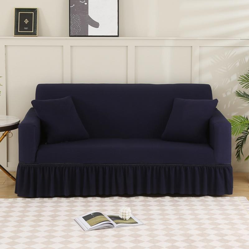 1/2/3/4 Seater Solid Color Sofa Cover With Skirtastic Sofa Anti-Dust Slipcover For Living Room Sofa Armchair Cover