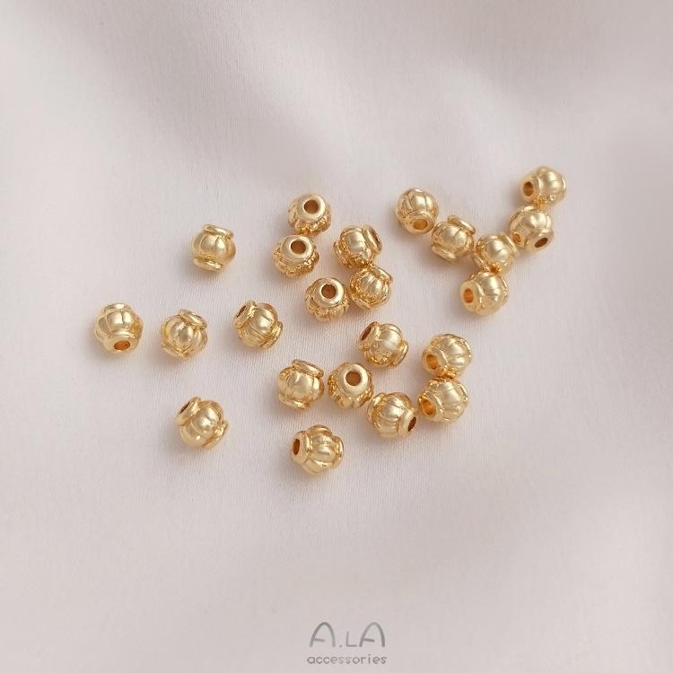 14K Zlato Plněné Barvu Drží Fazetované Dýně & Lucerna Kosočtvercové Korálky Distanční DIY Náramek Šperkařský Materiál