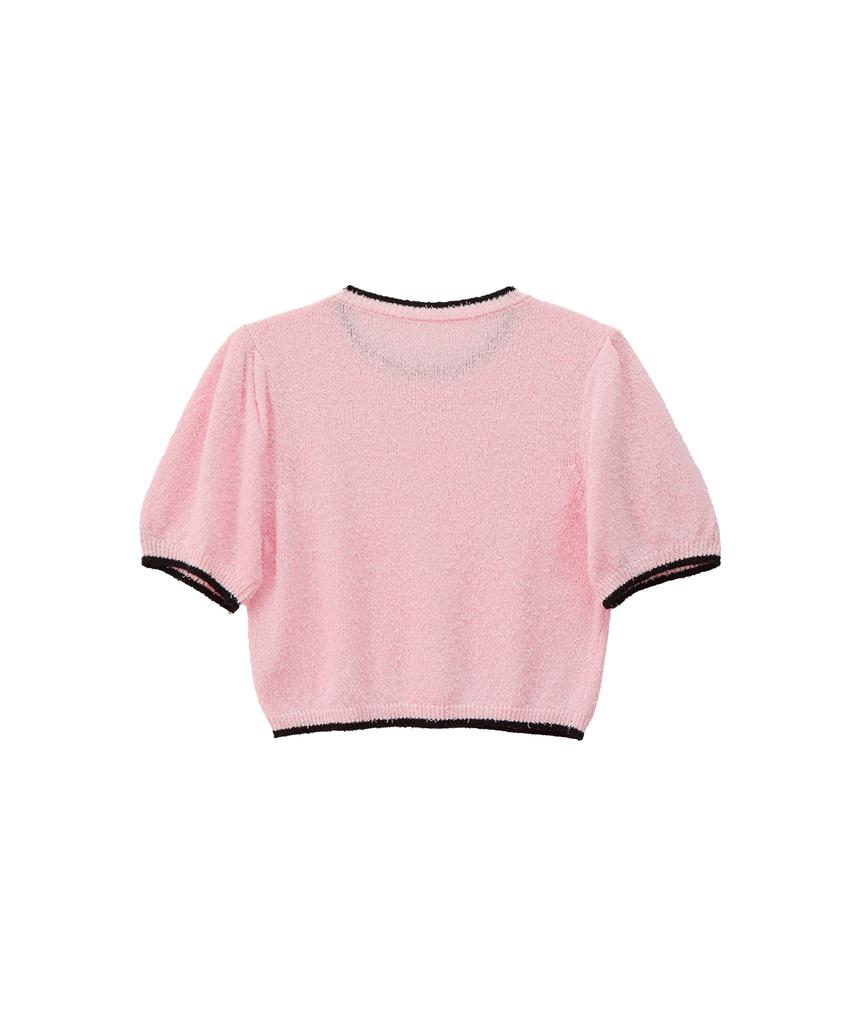 SALON DE YOHN Ribbon Point Knit Top_ Pink