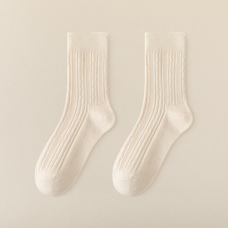 

Женские осенне-зимние новые хлопковые утолщенные теплые носки-трубы из шерсти 1 pair бежевый