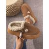 Fashionable Fall/Winter Thick-Soled Fuzzy Buckle Warm Cotton Slippers - Casual Oversized New Style Women's Shoes