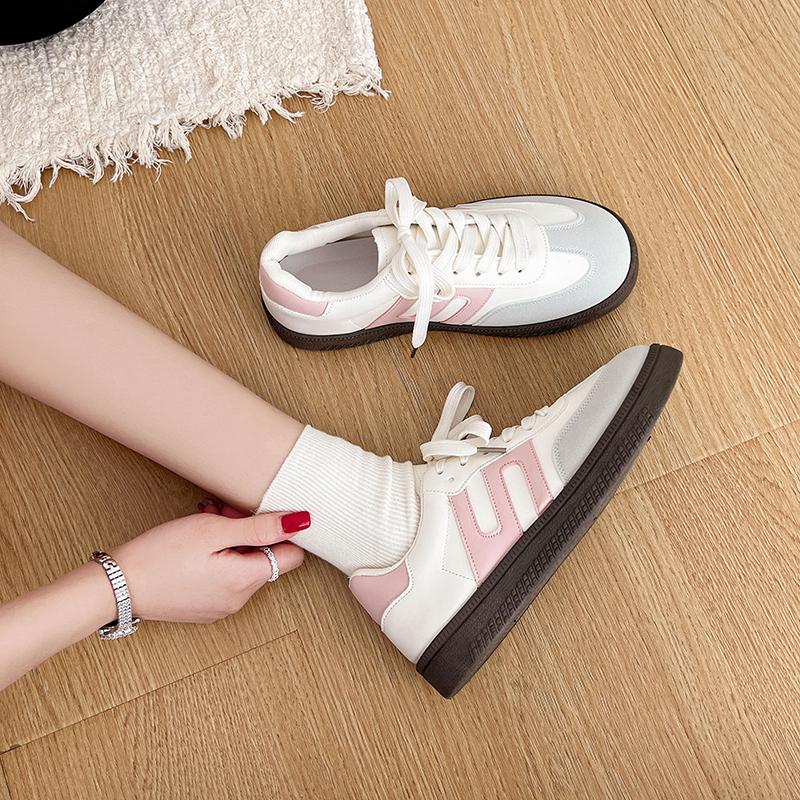 Neue Damen Übergröße Vulkanisierte Schuhe Schnürschuhe Damen Sportschuhe Mischfarbe Runde Zehenpartie Freizeitschuhe