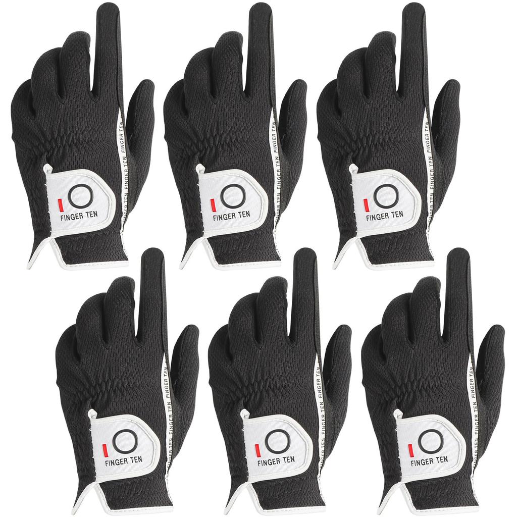 Men's 6-Piece Golf Glove Set, Suede-Like Synthetic Leather, Fiber Cloth, and Mesh Fabric, Soft, Breathable, Quick-Drying, Abrasion-Resistant, Washable