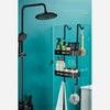 2 Tier Hanging Bath Shelves Bathroom Basket Holder Shelf Organizer Nail-free Shampoo Holder Storage Shelf Rack Bathroom Black