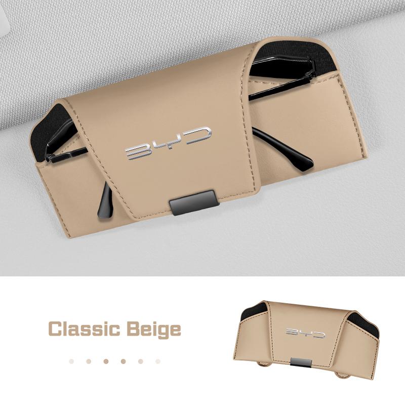 Leather Car Visor Glasses Case For BYD Song Plus Sealion 6 Seal U Tang L Dmi EV F3 I3 S7 G3 M6 L3 Seagull Sunglasses Holder Box