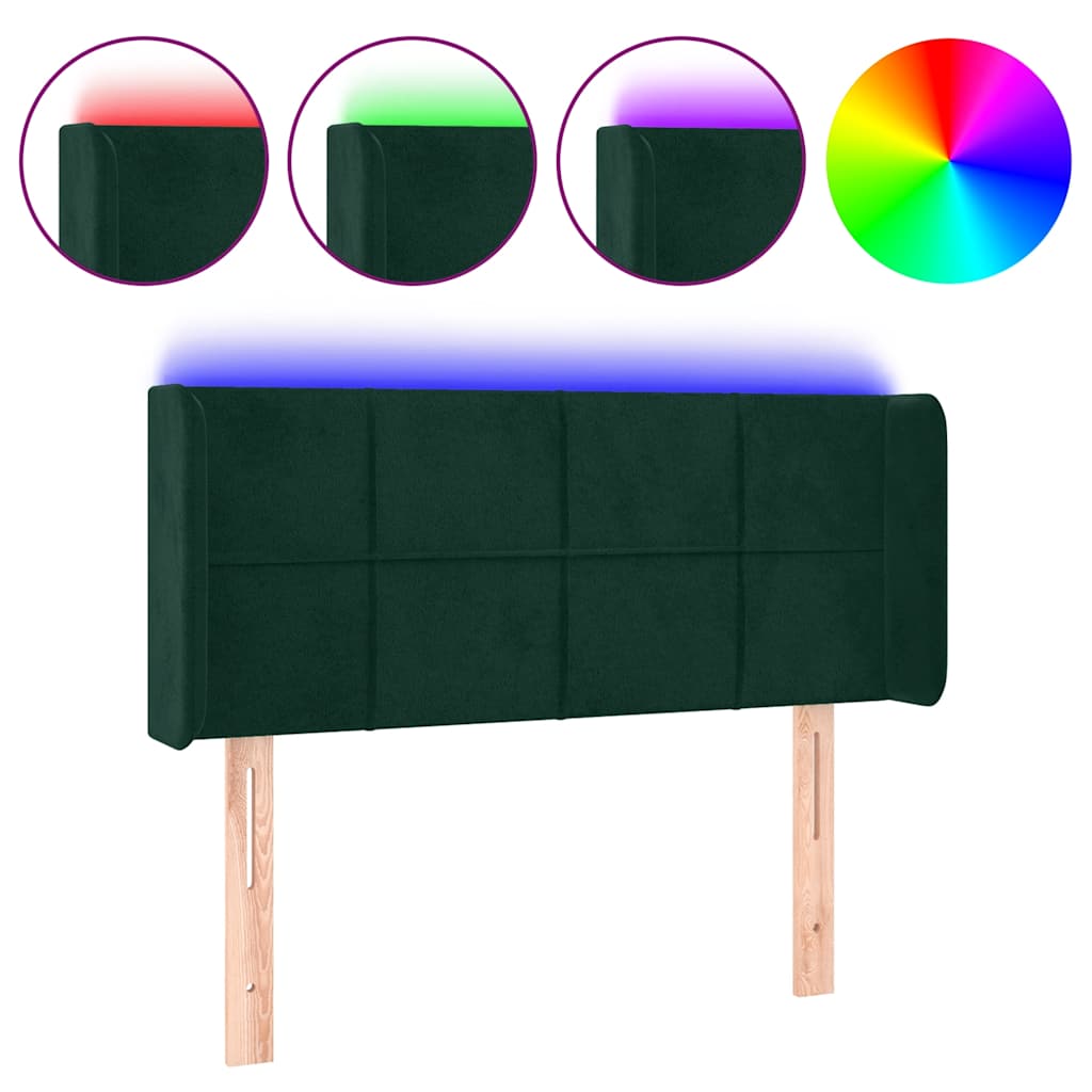 Vidaxl Zagłówek Do Łóżka Z Led, Ciemnozielony, 93X16X78/88 Cm, Aksamit