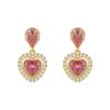 Super flash pink love zircon earrings sweet less design earrings spring and summer jewelry earrings versatile stud earrings