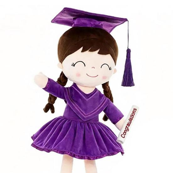 2026 Graduation Plush Doll with Cap & Gown Soft Stuffed Toy for Kids 13-Inch Commemorative Gift for Kindergarten Preschool Elementary Grads