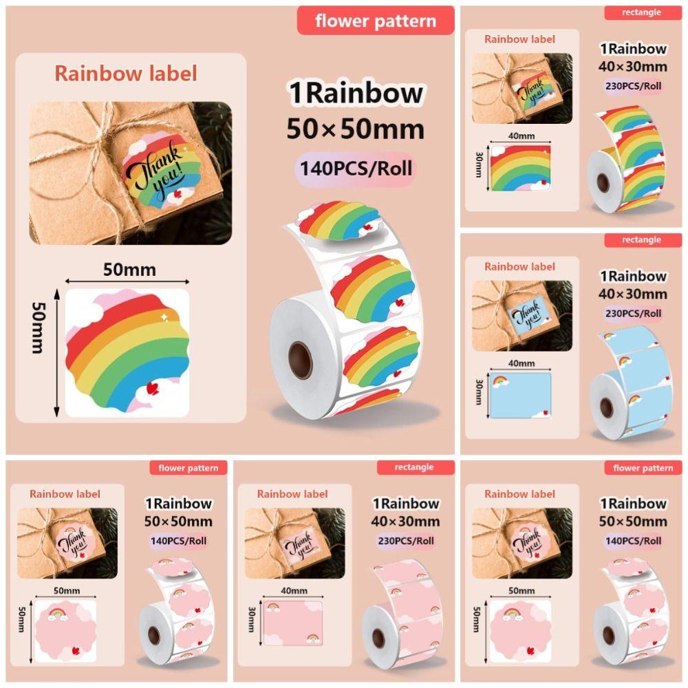 140/230Pcs DIY Blank Label Sticker Rainbow Self-Adhesive Thermal Paper  Shipping Labels