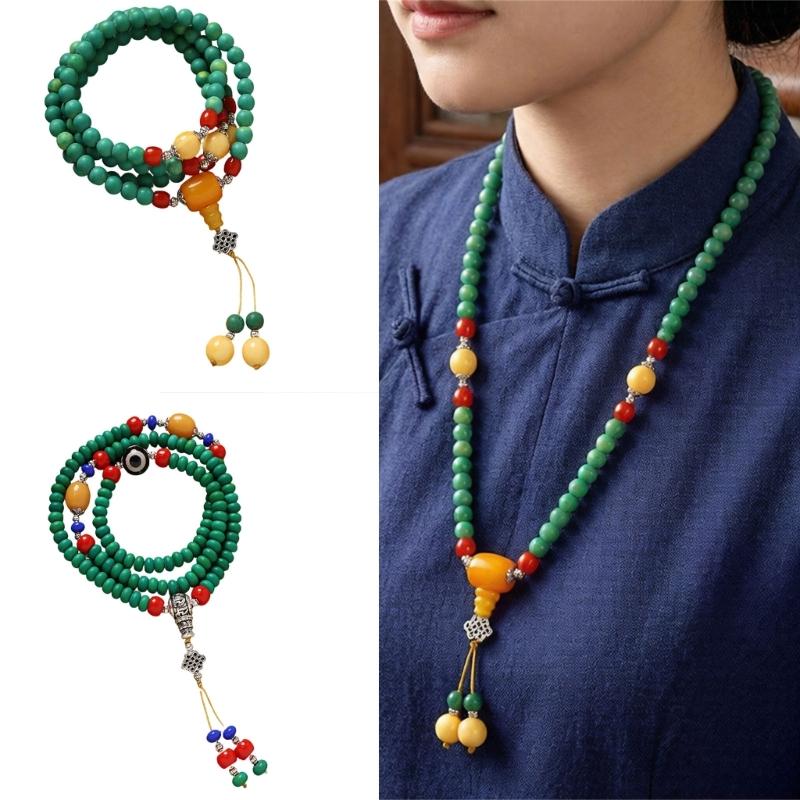 Handmade Turquoise Gemstones Prayer Beads Necklace With 8mm Round Beads Unisex Stone Wristband Cultural Spiritual Gift