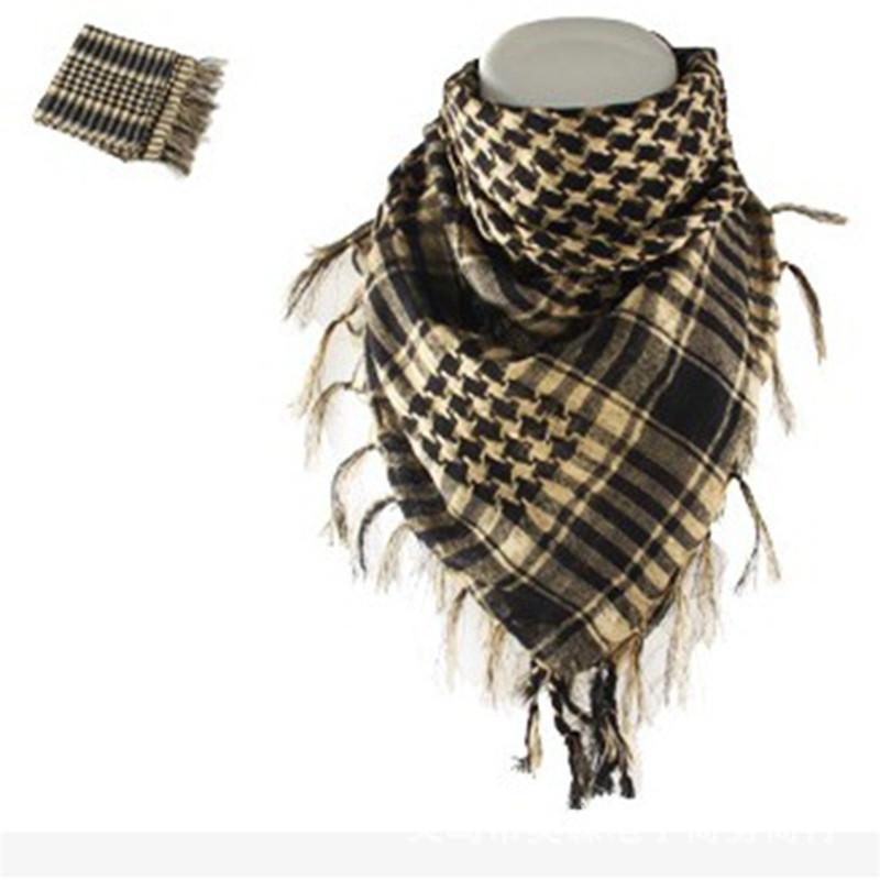 Ветрозащитный военный арабский шарф в стиле пустыни Шема с бахромой, шаль-глушитель для улицы песочный