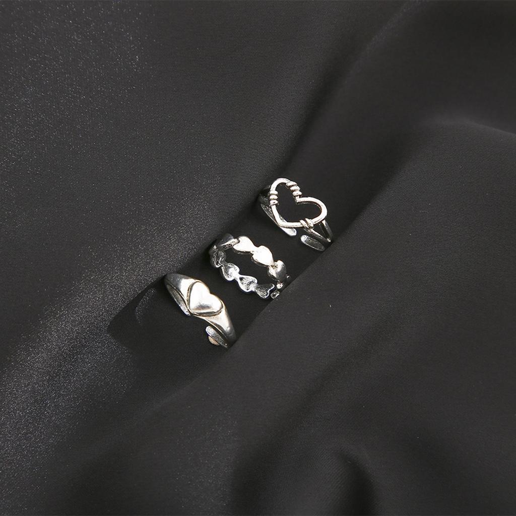 Metal  Ring Creative Retro Love Ring Set 3 Pieces Fashionable  Ring Set Jewelry