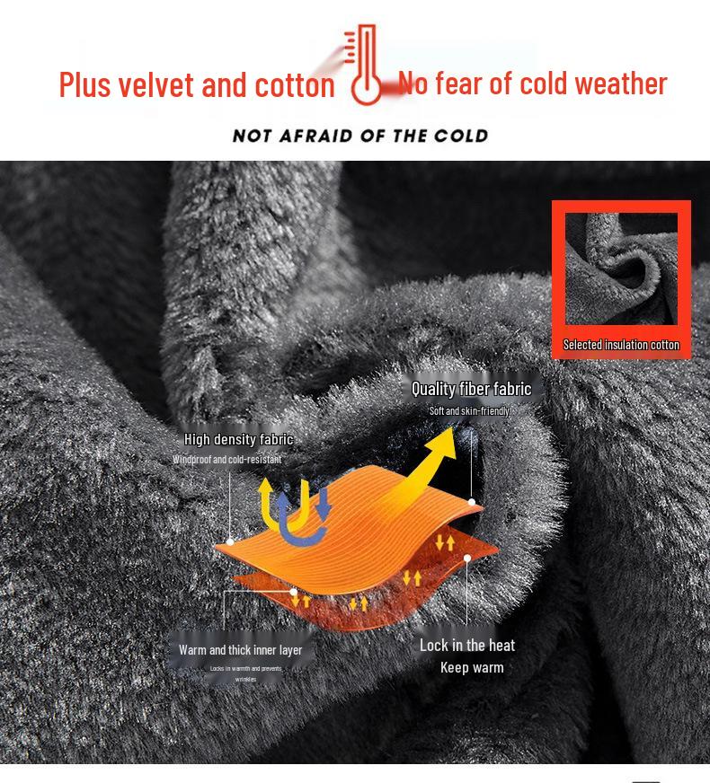 Men's Outdoor Windbreaker Jacket - Fleece Lined Hooded Coat for Autumn/Winter, Solid Color