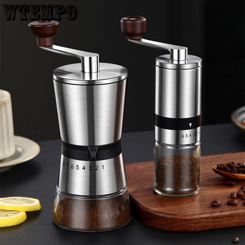 Manual Coffee Grinder Hand Mill With Adjustable Settings, Black Anti-Slip Sheath, Portable Conical Burr Grinder For Home, Office, Camping & Travel