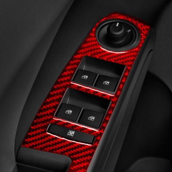 4Pcs Red Carbon Fiber Interior Door Control Cover Trim For Chevrolet Sonic