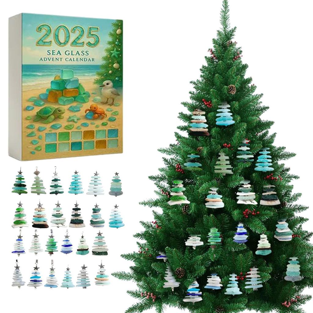 Weihnachtsbaum aus Treibglas Weihnachts-Countdown-Kalender 24 Tage voller Überraschungen zum Thema Ozean für die Weihnachtsdekoration